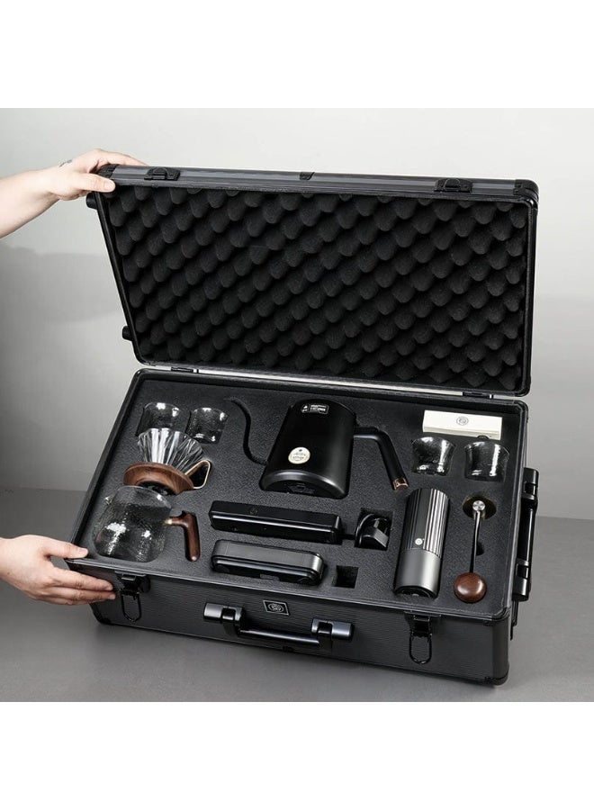 zeroHero Z3 Pro Pour Over Coffee Brewing Travel Kit with Electric Temp Control Kettle, Z3 Hand Grinder, Coffee Scale, 4 Cups & 50pcs Filter Paper Box – Portable Barista Suitcase Set - Image 1